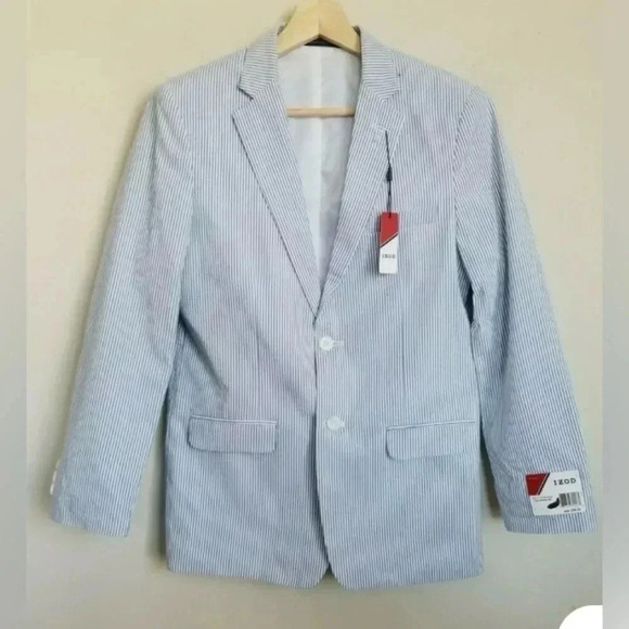Boys Izod Blue And White Pinstripe Blazer Size 20 Regular NEW WITH TAGS!!! - Picture 1 of 10